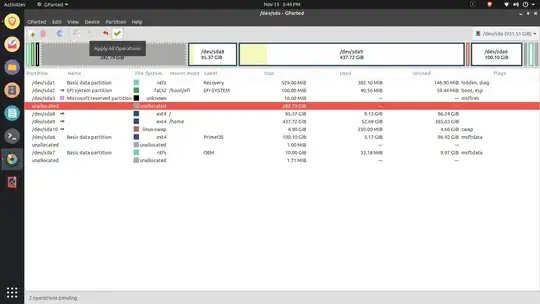 Screenshot of GParted