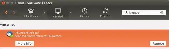 query in software center for thunderbird in the installed applications section