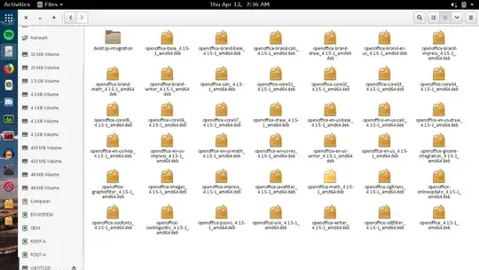 screenshot showing some deb files in a folder