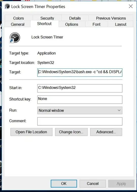 Windows 10 shortcut properties