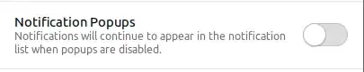 Notifications popup turned off