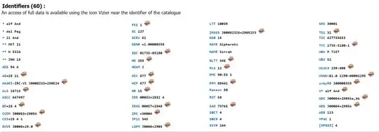 SIMBAD identifiers for Alpha And