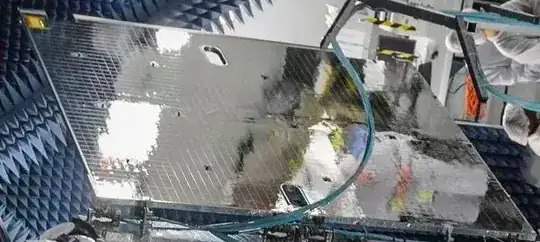 Shiny surfaces on communications satellite