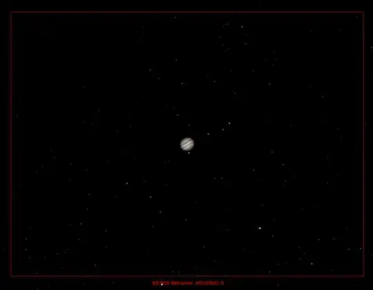 Simulated field of view using 80/900 refractor & ZWO ASI120MC-S camera