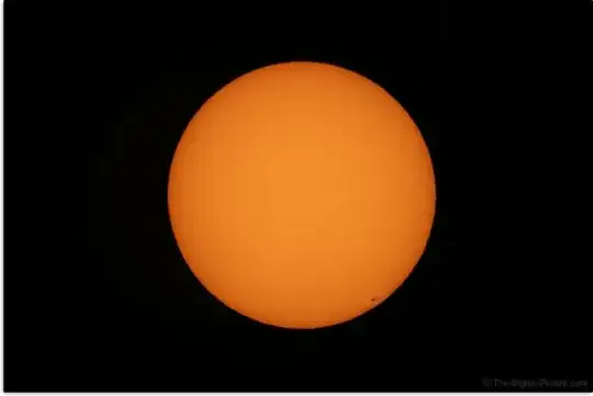 photo of the sun where it looks like an orange ball, darker near the edges