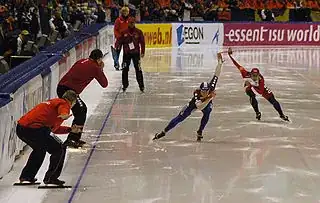 Jan Smeekens (NED) at a world cup speedskating in Heerenveen, the Netherlands.