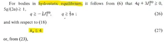 K_s <= 4 criterion for hydrostatic equlibrium.