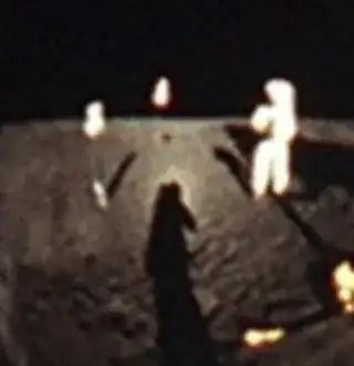 Apollo 11 famous visor reflection photo and shadow