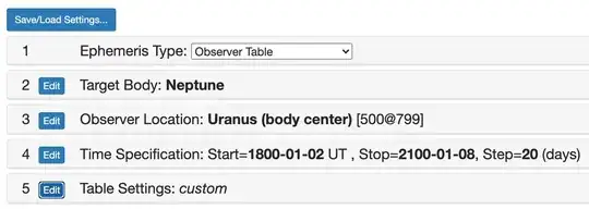 JPL Horizons, Neptune seen from Uranus