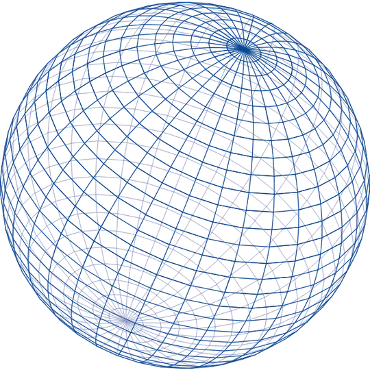 Picture of a transparent sphere with lines of latitude and longitude drawn on it