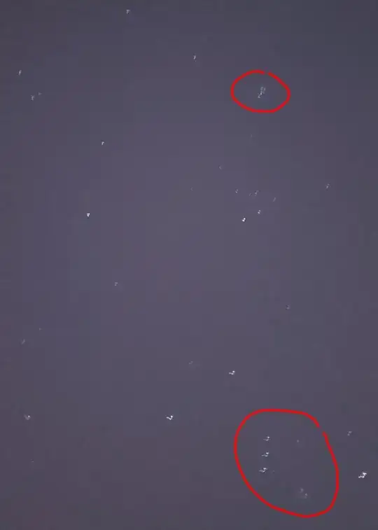 Two clusters of stars circled