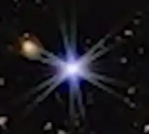 cropped detail from Screenshot from CNN's February 24, 2023 "Astrophysicist says 'there is nothing wrong with not knowing'" https://www.youtube.com/watch?v=qjo7VrR3puA showing one object with two sets of six-plus-two diffraction spikes