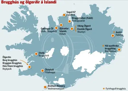 Breweries, brewpubs and planned breweries in Iceland