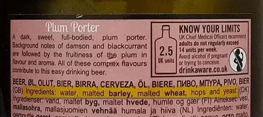 Plum Porte ingridients