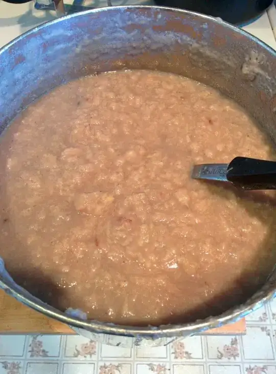 Mashed bananas ready to make beer