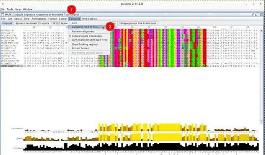 screenshot of jalview showing the "calculate tree" option