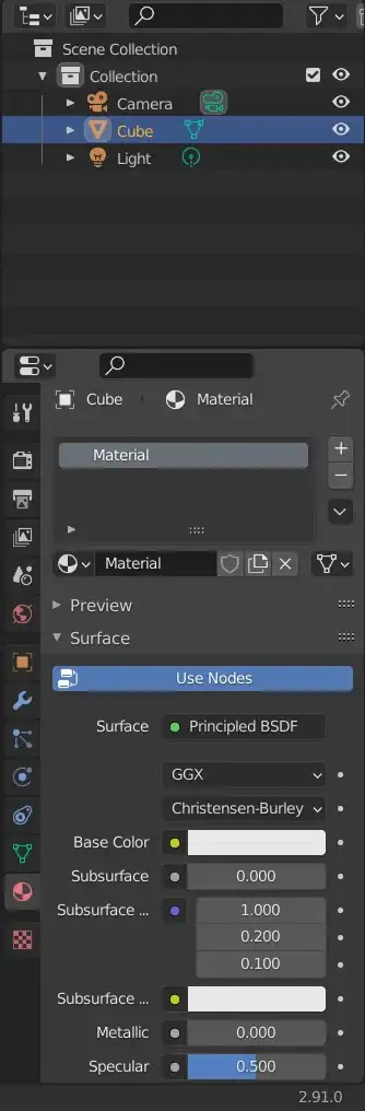 the little balls which were supposed to have the same color as the material disappears right after I open the material properties menu