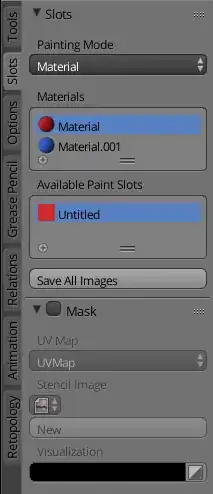 Slots tab of the tool shelf in texture paint mode
