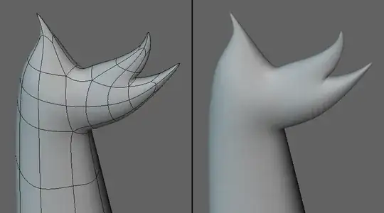 Variation with bigger tufts and smaller tufts merged together