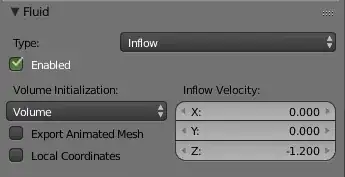 inflow settings including initial velocity