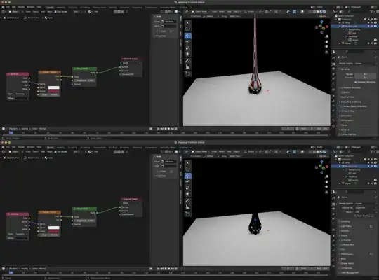 Mapping applied to a Screw surface rendered in Eevee (top) and Cycles (bottom) 