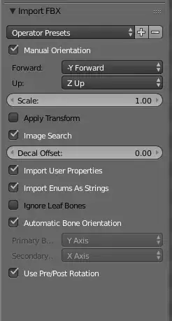 FBX import settings for UE4