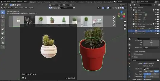 my model Rendered view and the downloaded model