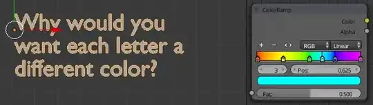 regular text and colorRamp node with the colors