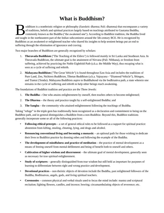 What Is Buddhism Handout