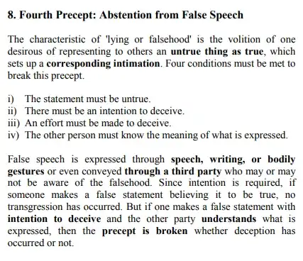 8. Fourth Precept: Abstention from False Speech 