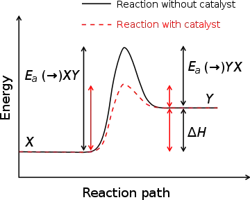 Activation energy with and without catalyst