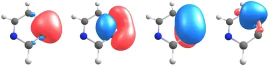 NBO orbitals of 3,4-pyridyne, visualisation in Chemcraft