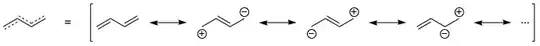 A selection of resonance forms of butadiene