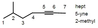 Structure with alkyl side group and triple bond