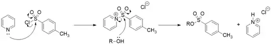 Pyridine as a nucleophilic catalyst in tosylation