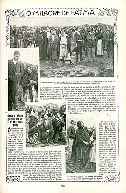 Page from Ilustração Portuguesa, 29 October 1917, showing the people looking at the Sun during the Fátima apparitions attributed to the Virgin Mary