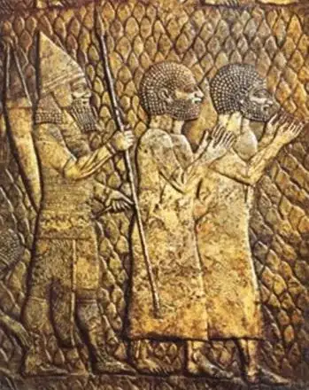 This image shows Jews being taken to Babylonian captivity