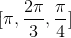 [\pi, \frac{2\pi}{3}, \frac{\pi}{4}]