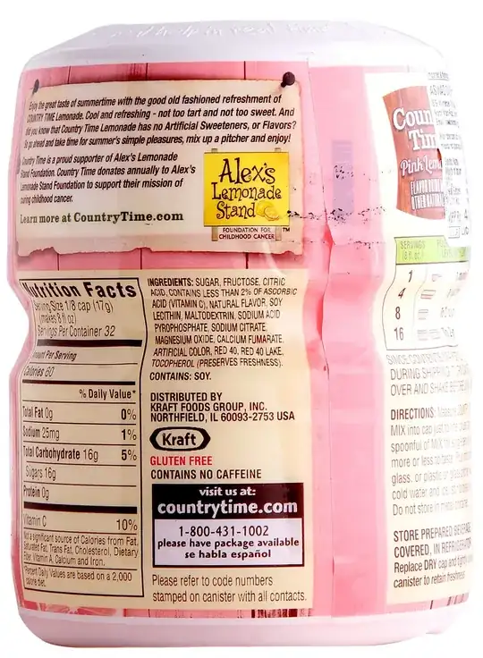 Country Time Lemonade Ingredients and Packaging