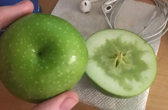 apple with saturated core