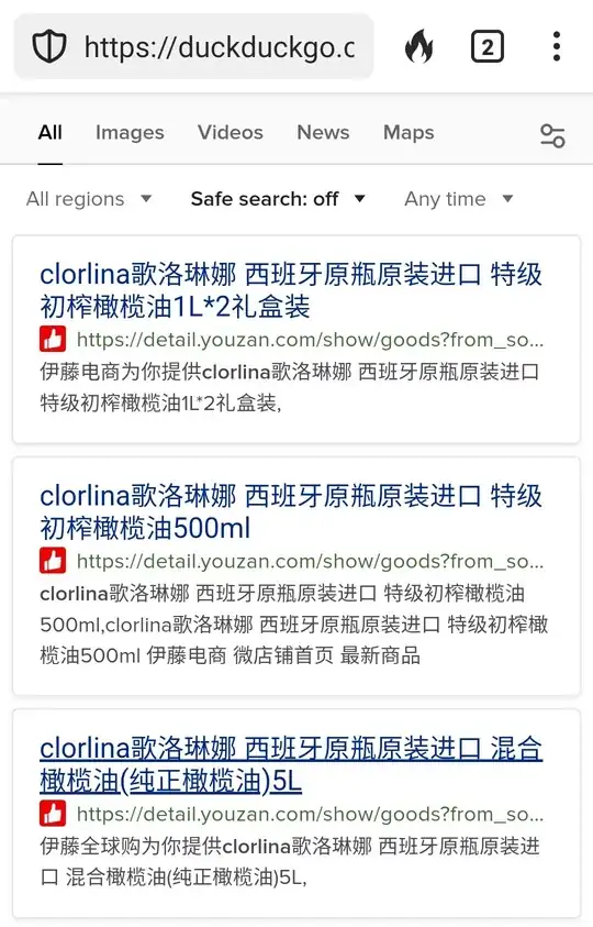 ddg results for "aceite de oliva clorlina"