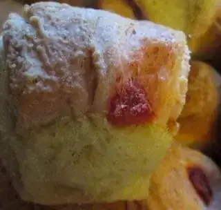 Beet rolls pink on crust, yellow inside