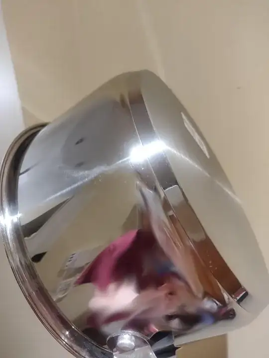 Side of pan (tilted)