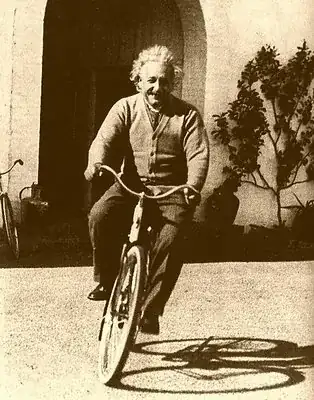 Einstein on bike