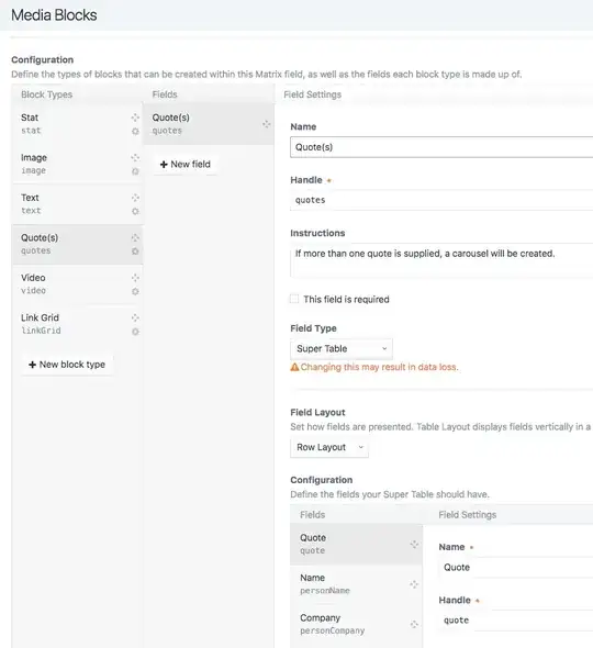 quotes super table field in mediaBlock matrix field