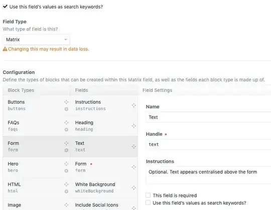 screenshot of a matrix field