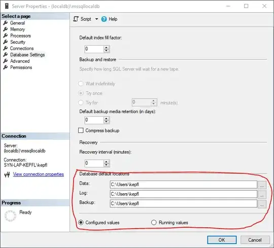 LocalDB target locations