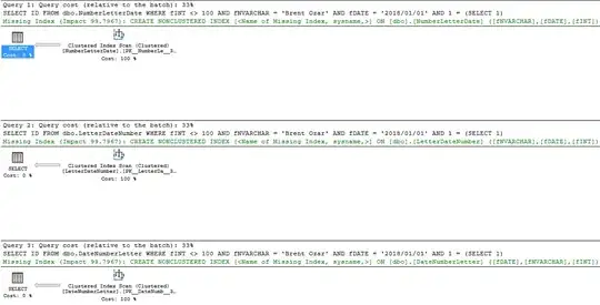 Execution plans with 2 equality, and 1 inequality search
