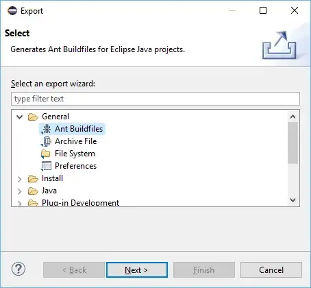 Export menu screenshot
