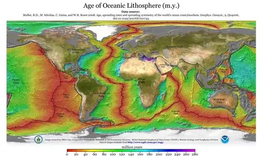 Age of oceanic crust; NOAA